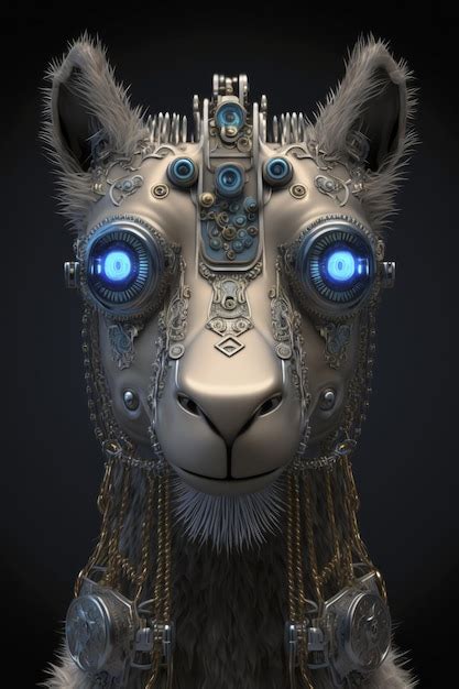 Premium Ai Image Futuristic Cyber Lama Alpaka