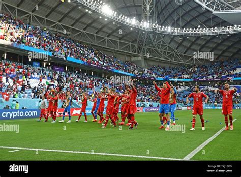 Jogadores da Suíça durante el partido de la Copa Mundial de Qatar 2022