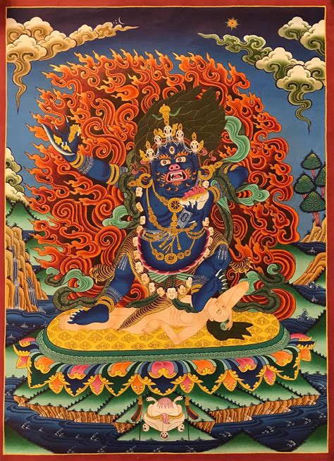 Mahakala Handmade Thanka Painting On Cotton Canvas Handpainted