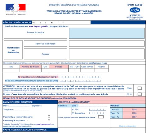 CA3 formulaire officiel à télécharger