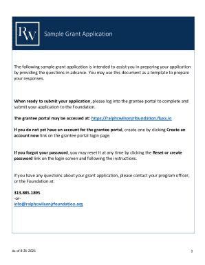 Fillable Online RCWJRF Sample Grant Form Docx Fax Email Print PdfFiller