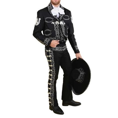 Traje Charro De Gala Para Hombre Todo Incluido Negro Y Plata Imp