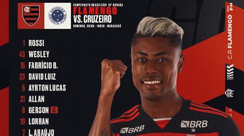 Flamengo divulga escalação para jogo contra o Cruzeiro pelo Brasileirão