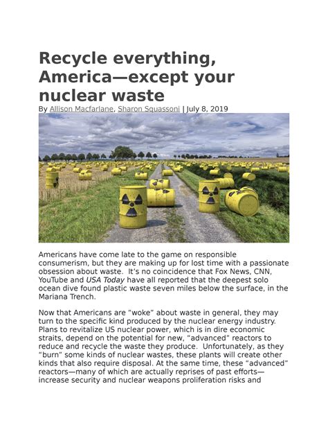 Nuclear Waste Recycling - Recycle everything, America—except your ...