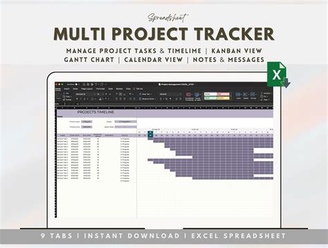 Multi Project Tracker Excel, Project Management Tool, Productivity ...