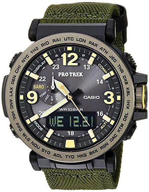 Casio Men S Pro Trek Tough Solar Triple Sensor Green Fabric Watch