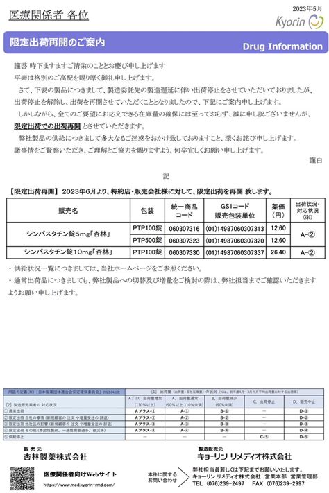 DSJP info DSJP登録情報 on Twitter 2023年5月26日 キョーリンリメディオ 限定出荷再開のご案内 限定出荷