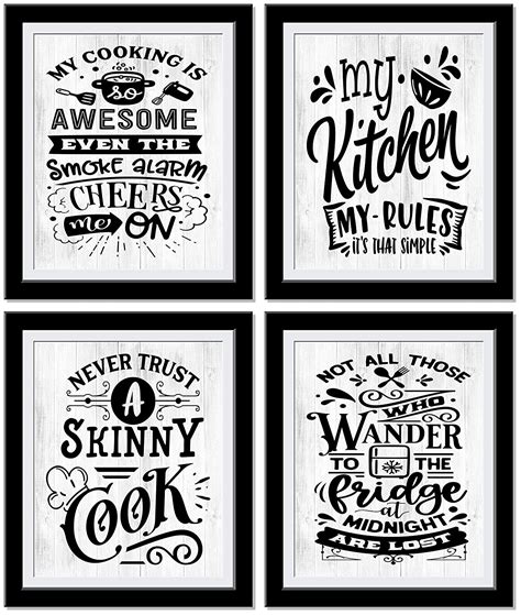 Kitchen Signs, Set Of 4 Super Funny Kitchen Wall Decor, My Cooking Is ...