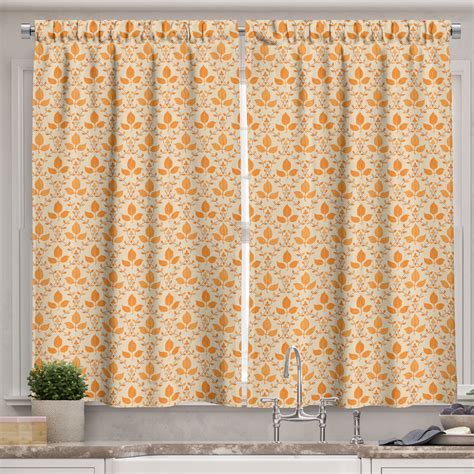 Ambesonne Orange Beige Kitchen Curtains, Autumn Foliage, 55"x39 ...