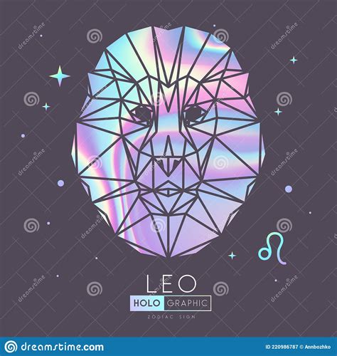 Modern Magic Holographic Witchcraft Card With Astrology Leo Zodiac Sign