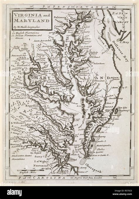 A map of Virginia and Maryland. VIRGINIA and MARYLAND. Copperplate ...