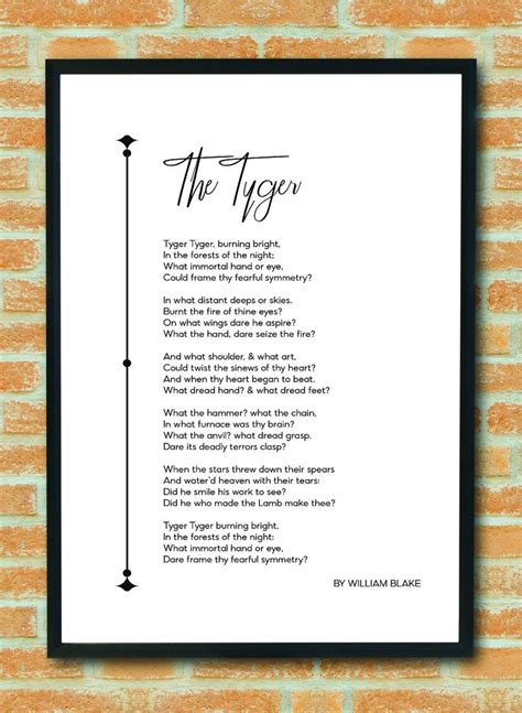 Tiger Poem by William Blake Tyger Tyger Burning Bright - Etsy | Mom ...