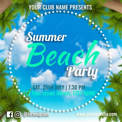 Premium Psd Summer Beach Party Psd Flyer With Palm Tree Event Template