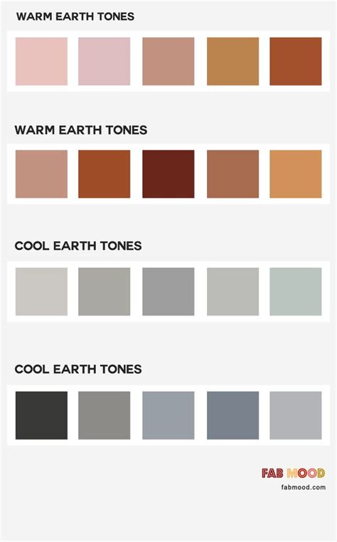 4 Earth Tones Color Combos Warm Earth Tones Cool Earth Tones