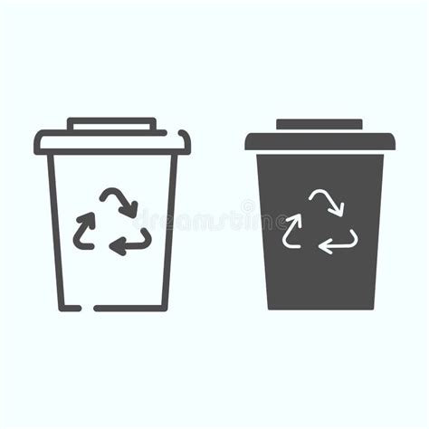 Recycle Garbage Thin Line Icon Bin With Recycle Symbol Vector