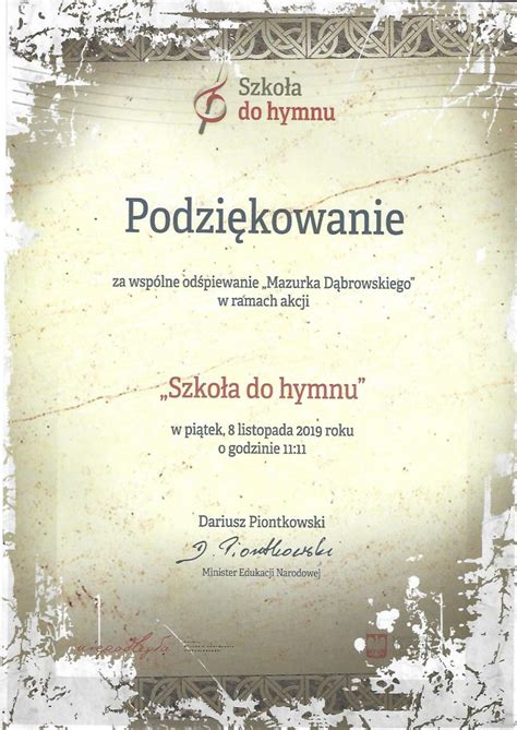 Dyplomy Szko A Podstawowa W Dzier Ni