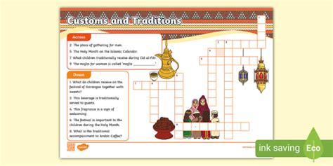 Qatari Customs And Traditions Crossword Teacher Made