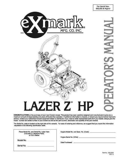 Exmark Lazer Z Hp Operators Manual And Part List Diagrams Schematics Lhp23ka505 Gowork Recruitment