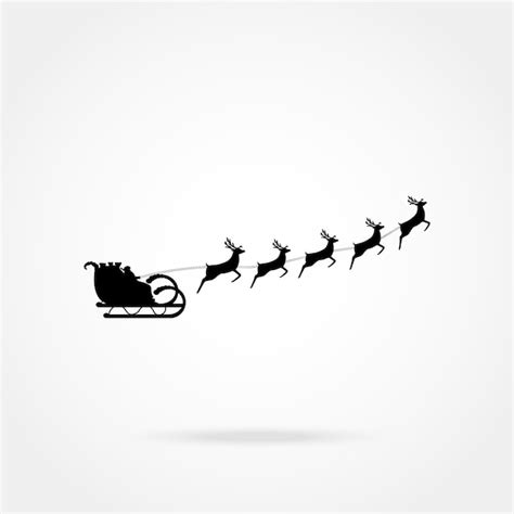 Premium Vector Santa Claus Rides In A Sleigh In Harness On The Reindeer