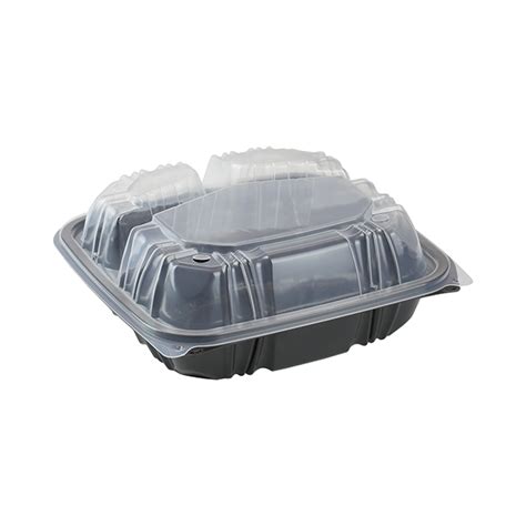 8 5 X 8 5 X 3 1 Vented PP Dual Color 3 Compartment Hinged Lid