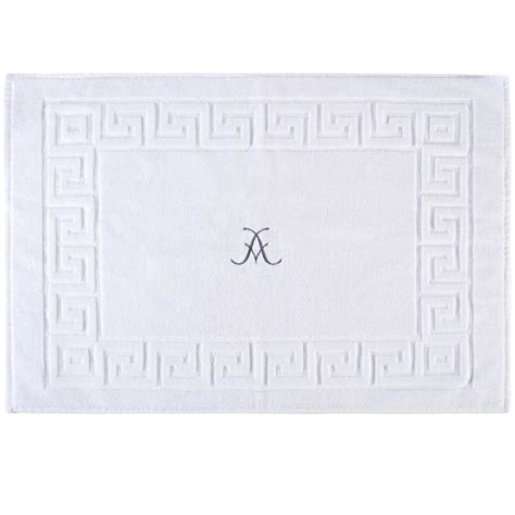 Embroidered White Greek Key Bath Mats For Hotels Richard Haworth