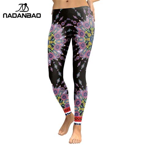 Nadanbao European Style Leggings Women Colorful Mandala Flower Printing