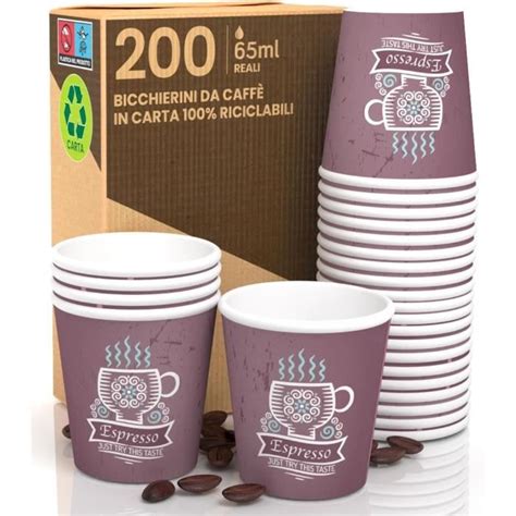 Cuzco Browncup Lot De 200 Verres En Papier Pour Café 65 Ml Écologiques