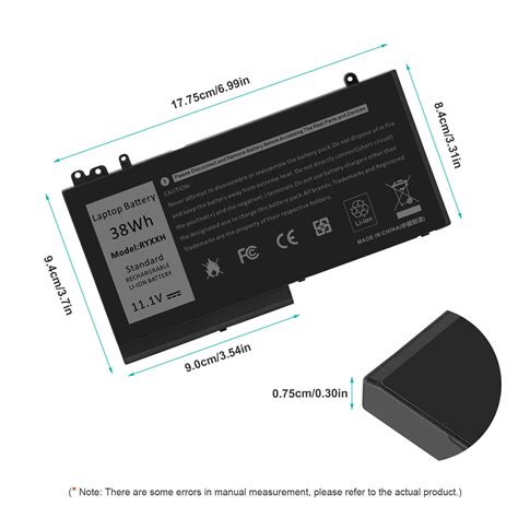 RYXXH 38Wh Battery For DELL Latitude 12 5000 E3150 E3550 E5450 E5550