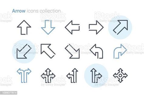 화살표 아이콘 세트 화살표에 대한 스톡 벡터 아트 및 기타 이미지 화살표 결정 도로 교차로 Istock