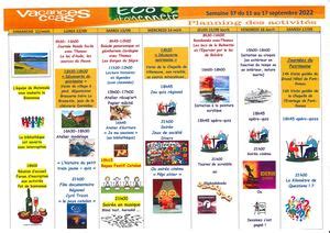 Calam O Planning Des Activit S Semaine