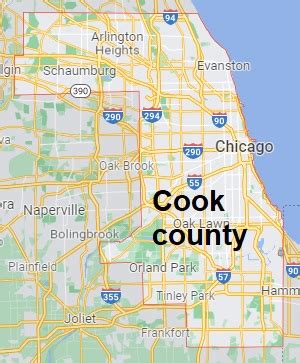 Cook County on the map of Illinois 2024. Cities, roads, borders and directions in Cook County of ...