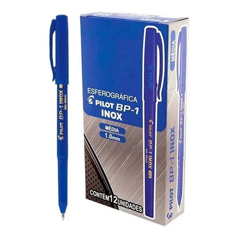 Caneta Esferogr Fica Pilot Bp Inox Mm Azul C Un