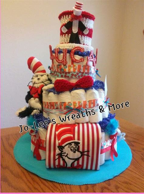 Cat In The Hat Diaper Cake I Made Mini Diaper Cakes Diaper Gifts Baby