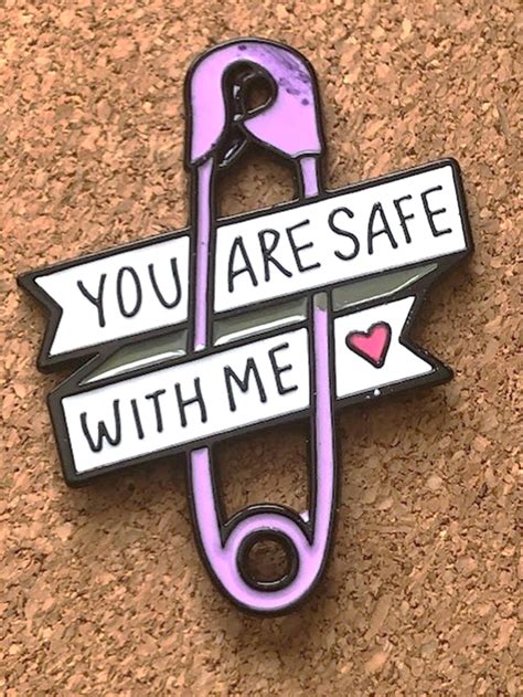 You Are Safe With Me Enamel Pin Needle Minder Mental Etsy