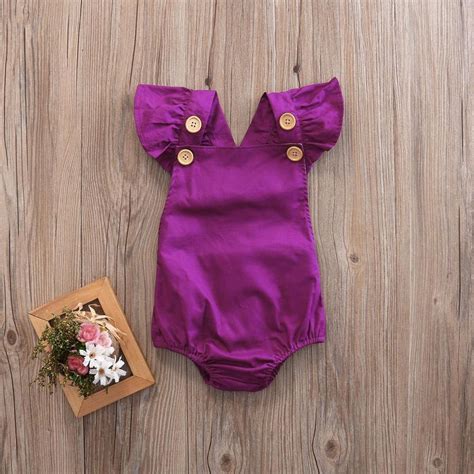 Buy Cute Infant Kid Baby Girl Purple Romper Jumpsuit Bodysuit Infant