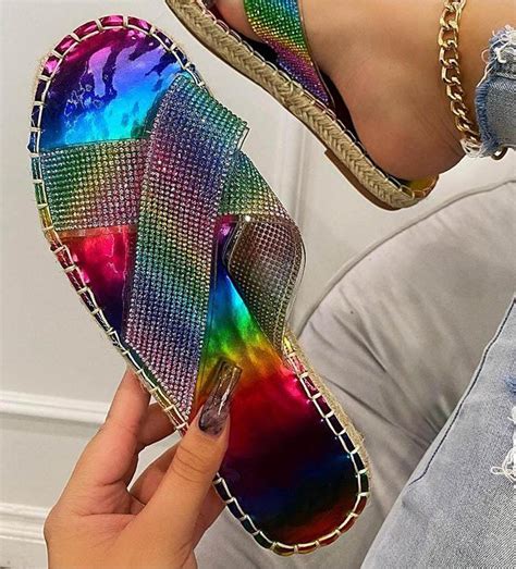 Rainbow Rhinestone Sandals – Reinsho