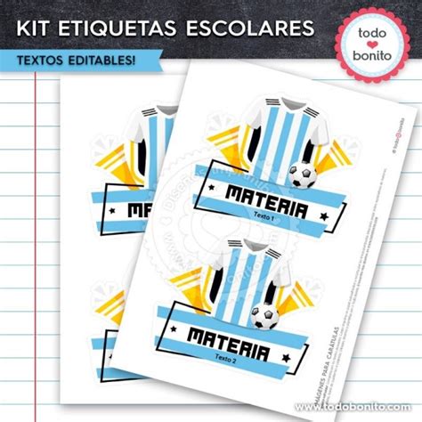 F Tbol Argentina Kit Imprimible Etiquetas Escolares