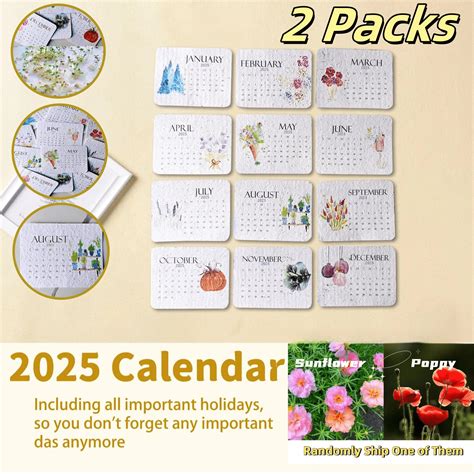 2 Packs 2025 Plantable Calendar Eco Conscious Planner With 12