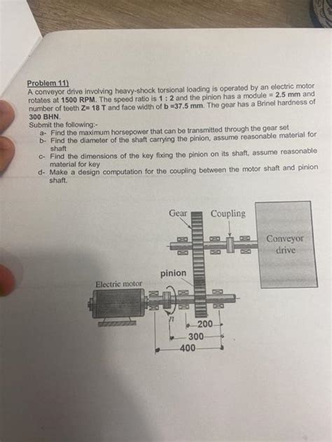 Solved Problem 11 A Conveyor Drive Involving Heavy Shock Chegg