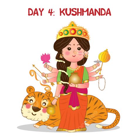 Kushmanda Devi Day 4 Navratri Avatars Of Durga Mata Cute Indian Goddess Form Kushamanda, Durga ...