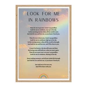 Look For Me In Rainbows Funeral Poem Memorial Gift Loved One Mourning