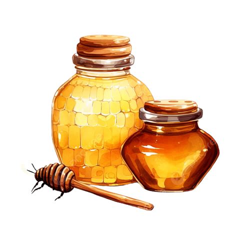 Flat Color Bee Honey Bottle And Jar Bee Bottle Honey Png Transparent