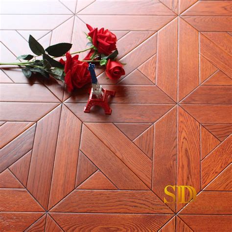 China Factory Price Red Oak Laminated Parquet Flooring Wood Inlay