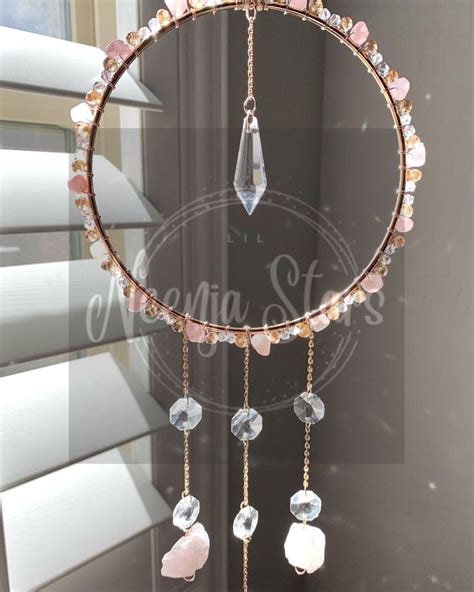 Elegant Rose Quartz Crystal Suncatcher Decor Etsy Crystal