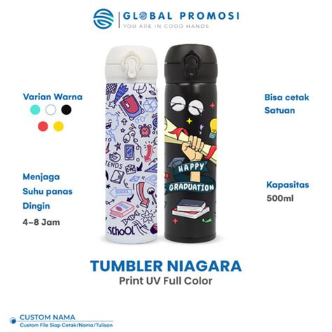 Jual Custom Tumbler Termos Niagara Souvenir Promosi Print UV Full Color