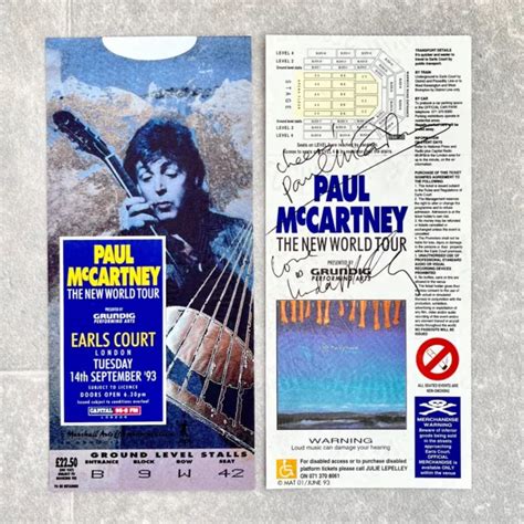 ORIGINAL PAUL Linda McCartney Hand Signed Vintage Ticket Autograph