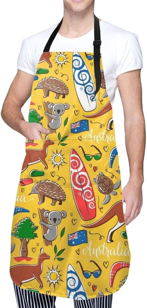 Australian Animals Aprons For Men Adjustable Apron With Pockets Long