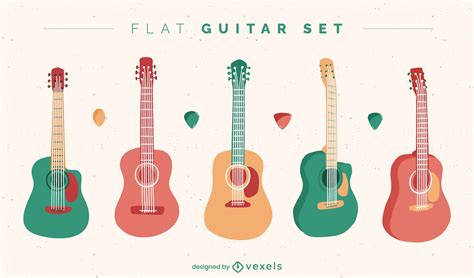 Descarga Vector De Conjunto De Instrumentos De Guitarra Coloridos