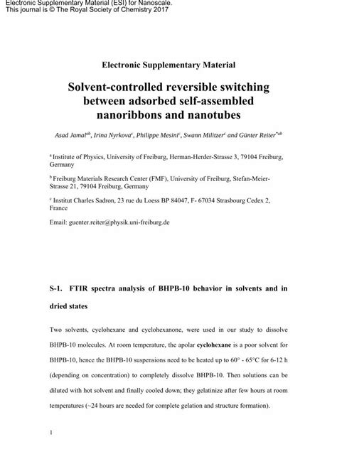 Pdf Solvent Controlled Reversible Switching Between Electronic