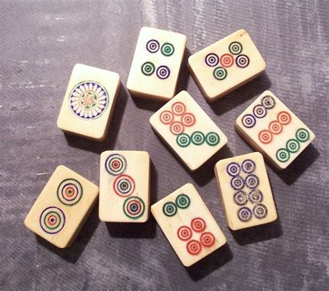 VINTAGE Mah Jongg Tiles Dots Mah Jong Bone and Bamboo Tiles | Etsy